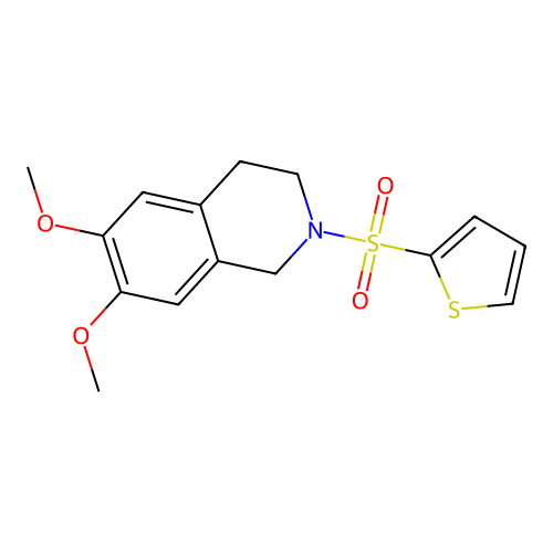 6,7-Dimethoxy-2-(thiophen-2-ylsulfonyl)-1,2,3,4-tetrahydroisoquinoline structure
