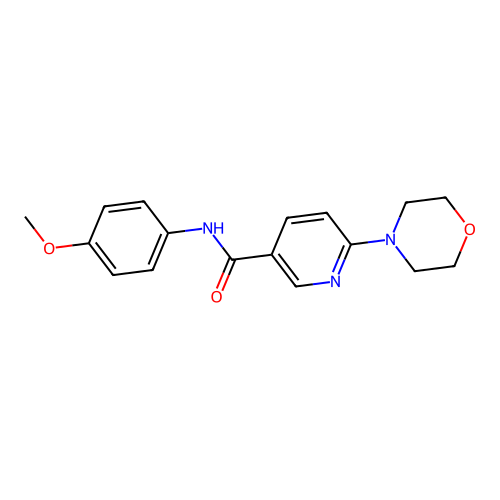 N-(4-methoxyphenyl)-6-morpholin-4-ylpyridine-3-carboxamide structure