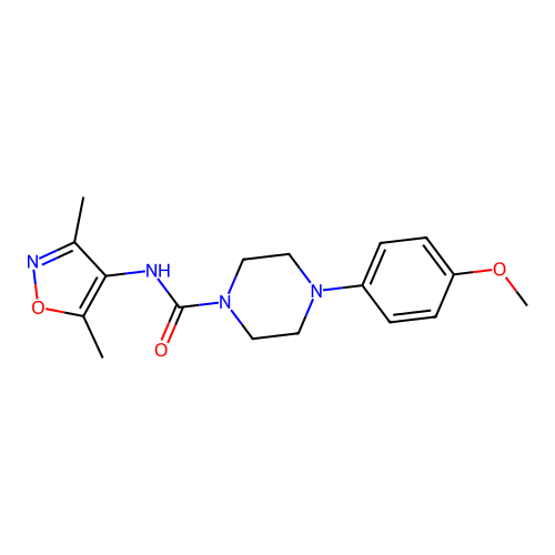 N-(3,5-dimethyl-1,2-oxazol-4-yl)-4-(4-methoxyphenyl)piperazine-1-carboxamide structure