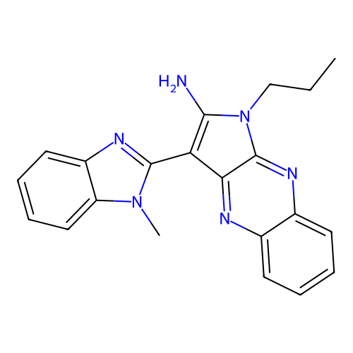 3-(1-methyl-1H-benzimidazol-2-yl)-1-propyl-1H-pyrrolo[2,3-b]quinoxalin-2-amine structure