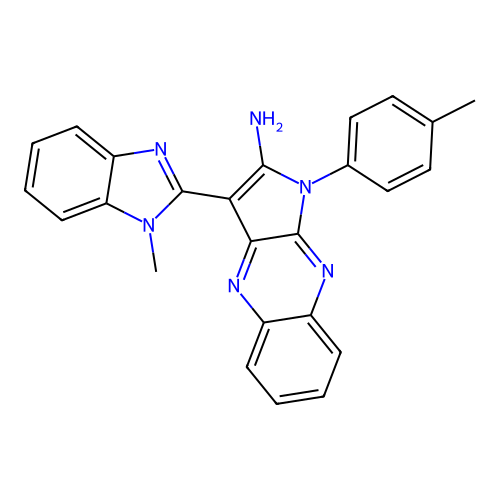 3-(1-methyl-1H-benzimidazol-2-yl)-1-(4-methylphenyl)-1H-pyrrolo[2,3-b]quinoxalin-2-ylamine structure