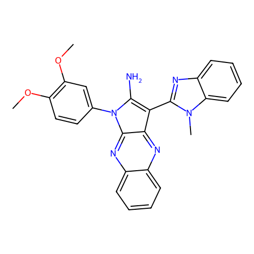 1-(3,4-dimethoxyphenyl)-3-(1-methyl-1H-benzimidazol-2-yl)-1H-pyrrolo[2,3-b]quinoxalin-2-amine structure