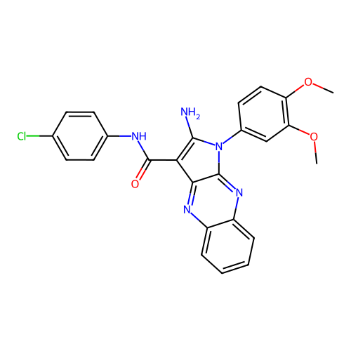 2-amino-N-(4-chlorophenyl)-1-(3,4-dimethoxyphenyl)-1H-pyrrolo[2,3-b]quinoxaline-3-carboxamide structure