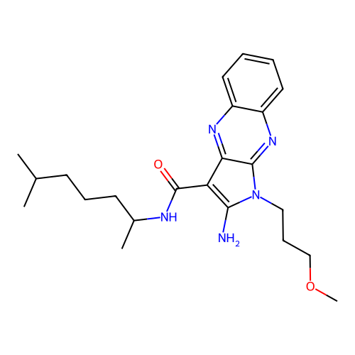 2-amino-1-(3-methoxypropyl)-N-(6-methylheptan-2-yl)-1H-pyrrolo[2,3-b]quinoxaline-3-carboxamide structure