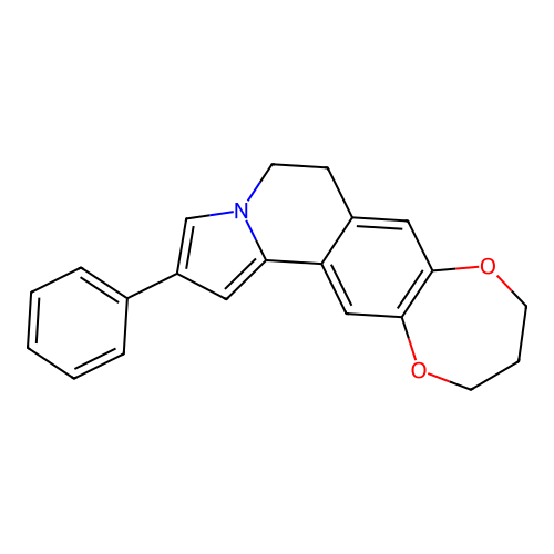 2-phenyl-5,6,10,11-tetrahydro-9H-[1,4]dioxepino[2,3-g]pyrrolo[2,1-a]isoquinoline structure