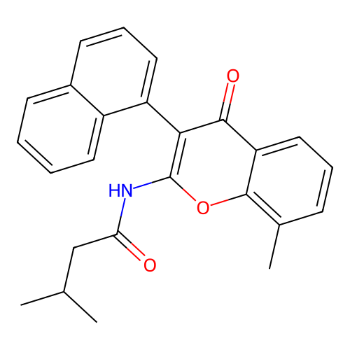 3-methyl-N-(8-methyl-3-(naphthalen-1-yl)-4-oxo-4H-chromen-2-yl)butanamide structure