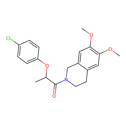 2-(4-chlorophenoxy)-1-(6,7-dimethoxy-3,4-dihydroisoquinolin-2(1H)-yl)propan-1-one structure