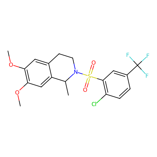 2-[2-chloro-5-(trifluoromethyl)phenyl]sulfonyl-6,7-dimethoxy-1-methyl-3,4-dihydro-1H-isoquinoline structure