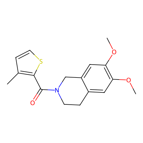 (6,7-dimethoxy-3,4-dihydroisoquinolin-2(1H)-yl)(3-methylthiophen-2-yl)methanone structure