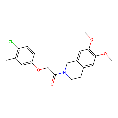 2-(4-chloro-3-methylphenoxy)-1-(6,7-dimethoxy-3,4-dihydroisoquinolin-2(1H)-yl)ethanone structure