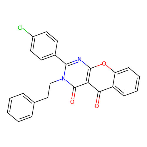 2-(4-chlorophenyl)-3-(2-phenylethyl)-4H-chromeno[2,3-d]pyrimidine-4,5(3H)-dione structure