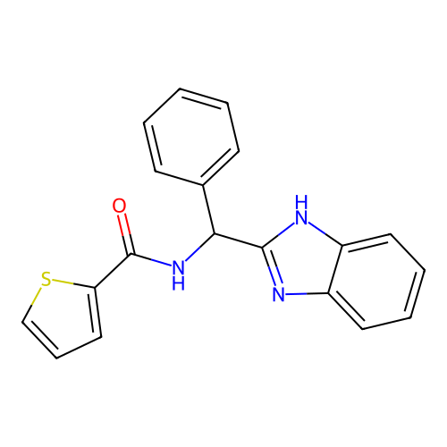 N-[1H-benzimidazol-2-yl(phenyl)methyl]thiophene-2-carboxamide structure