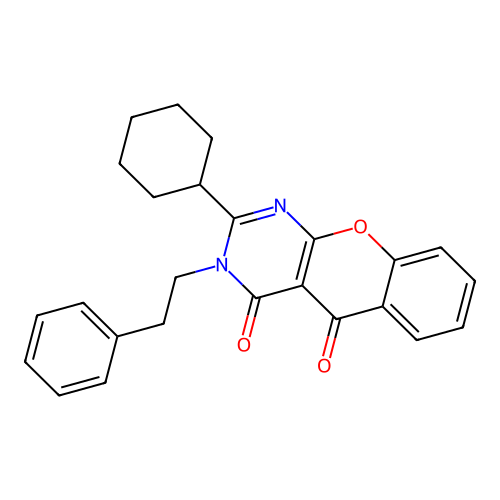 2-cyclohexyl-3-phenethyl-3H-chromeno[2,3-d]pyrimidine-4,5-dione structure