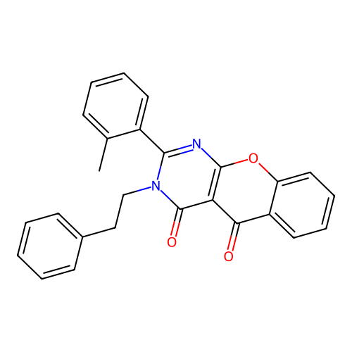 2-(2-methylphenyl)-3-(2-phenylethyl)-4H-chromeno[2,3-d]pyrimidine-4,5(3H)-dione structure
