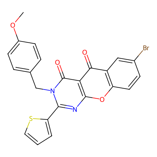 7-bromo-3-(4-methoxybenzyl)-2-(thiophen-2-yl)-3H-chromeno[2,3-d]pyrimidine-4,5-dione structure