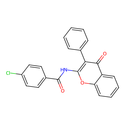 4-chloro-N-(4-oxo-3-phenyl-4H-chromen-2-yl)benzamide structure