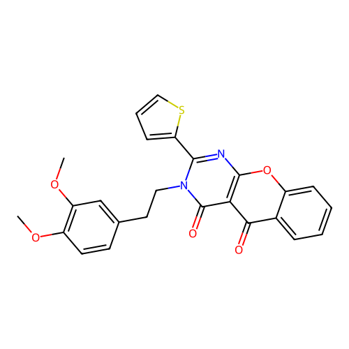 3-(3,4-dimethoxyphenethyl)-2-(thiophen-2-yl)-3H-chromeno[2,3-d]pyrimidine-4,5-dione structure
