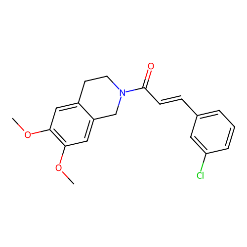 (E)-3-(3-chlorophenyl)-1-(6,7-dimethoxy-3,4-dihydro-1H-isoquinolin-2-yl)prop-2-en-1-one structure