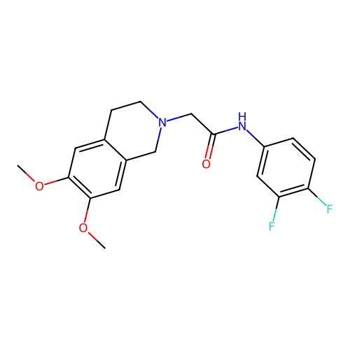 N-(3,4-difluorophenyl)-2-(6,7-dimethoxy-3,4-dihydro-1H-isoquinolin-2-yl)acetamide structure
