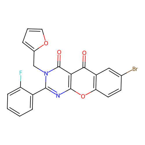 7-bromo-2-(2-fluorophenyl)-3-(furan-2-ylmethyl)-3H-chromeno[2,3-d]pyrimidine-4,5-dione structure