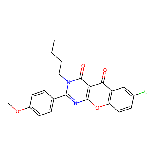 3-butyl-7-chloro-2-(4-methoxyphenyl)-3H-chromeno[2,3-d]pyrimidine-4,5-dione structure