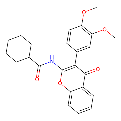 N-(3-(3,4-dimethoxyphenyl)-4-oxo-4H-chromen-2-yl)cyclohexanecarboxamide structure