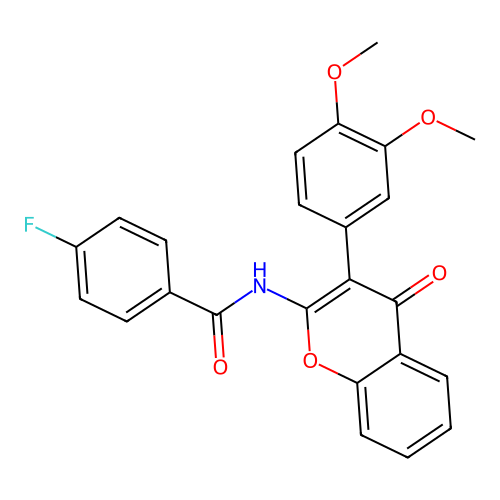 N-[3-(3,4-dimethoxyphenyl)-4-oxo-4H-chromen-2-yl]-4-fluorobenzamide structure