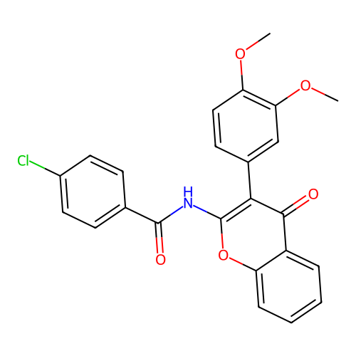 4-chloro-N-(3-(3,4-dimethoxyphenyl)-4-oxo-4H-chromen-2-yl)benzamide structure