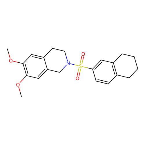 6,7-dimethoxy-2-(5,6,7,8-tetrahydronaphthalen-2-ylsulfonyl)-3,4-dihydro-1H-isoquinoline structure