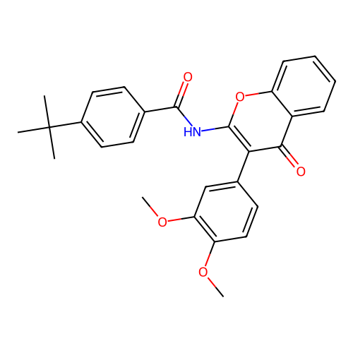 4-tert-butyl-N-[3-(3,4-dimethoxyphenyl)-4-oxo-4H-chromen-2-yl]benzamide structure