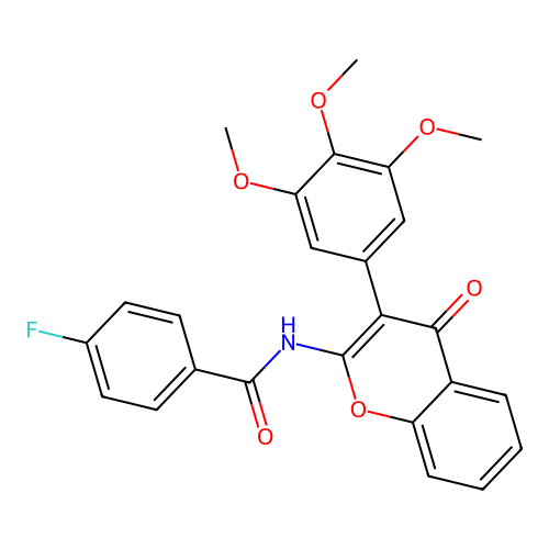 4-fluoro-N-(4-oxo-3-(3,4,5-trimethoxyphenyl)-4H-chromen-2-yl)benzamide structure