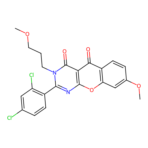 2-(2,4-dichlorophenyl)-8-methoxy-3-(3-methoxypropyl)chromeno[2,3-d]pyrimidine-4,5-dione structure