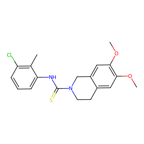 N-(3-chloro-2-methylphenyl)-6,7-dimethoxy-3,4-dihydroisoquinoline-2(1H)-carbothioamide structure