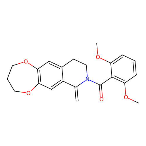 (2,6-dimethoxyphenyl)(7-methylene-3,4,9,10-tetrahydro-2H-[1,4]dioxepino[2,3-g]isoquinolin-8(7H)-yl)methanone structure