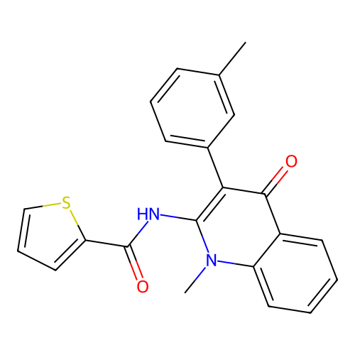 N-[1-methyl-3-(3-methylphenyl)-4-oxoquinolin-2-yl]thiophene-2-carboxamide structure