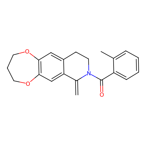 (7-methylene-3,4,9,10-tetrahydro-2H-[1,4]dioxepino[2,3-g]isoquinolin-8(7H)-yl)(o-tolyl)methanone structure