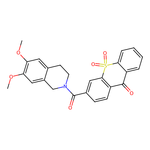 3-(6,7-dimethoxy-3,4-dihydro-1H-isoquinoline-2-carbonyl)-10,10-dioxothioxanthen-9-one structure