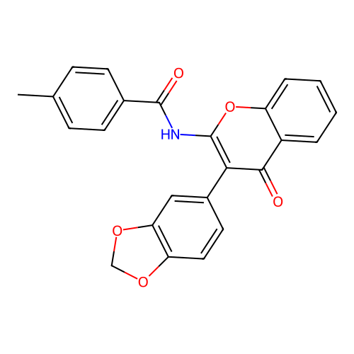 N-[3-(1,3-benzodioxol-5-yl)-4-oxochromen-2-yl]-4-methylbenzamide structure