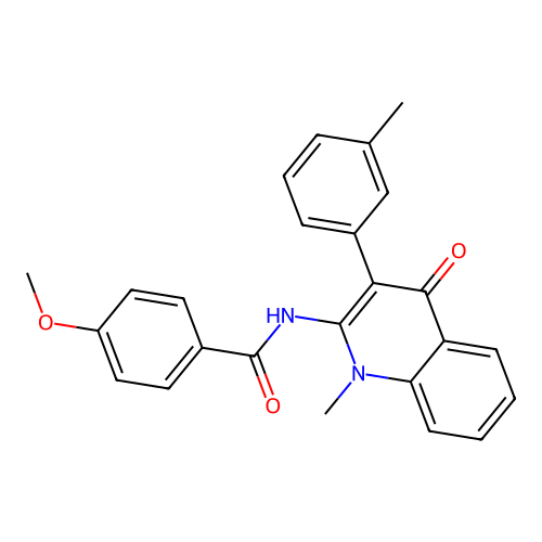 4-methoxy-N-[1-methyl-3-(3-methylphenyl)-4-oxoquinolin-2-yl]benzamide structure