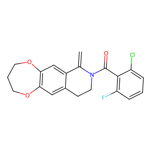 (2-chloro-6-fluorophenyl)(7-methylene-3,4,9,10-tetrahydro-2H-[1,4]dioxepino[2,3-g]isoquinolin-8(7H)-yl)methanone structure