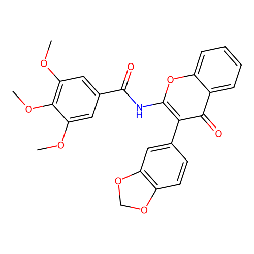 N-[3-(1,3-benzodioxol-5-yl)-4-oxo-4H-chromen-2-yl]-3,4,5-trimethoxybenzamide structure