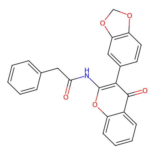 N-[3-(2H-1,3-benzodioxol-5-yl)-4-oxo-4H-chromen-2-yl]-2-phenylacetamide structure