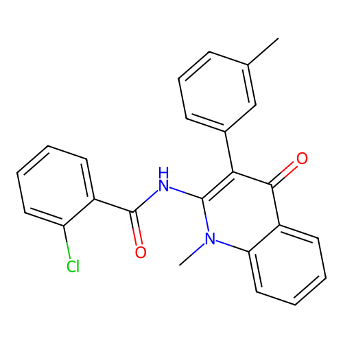 2-chloro-N-[1-methyl-3-(3-methylphenyl)-4-oxo-1,4-dihydroquinolin-2-yl]benzamide structure