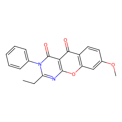 2-ethyl-8-methoxy-3-phenyl-4H-chromeno[2,3-d]pyrimidine-4,5(3H)-dione structure