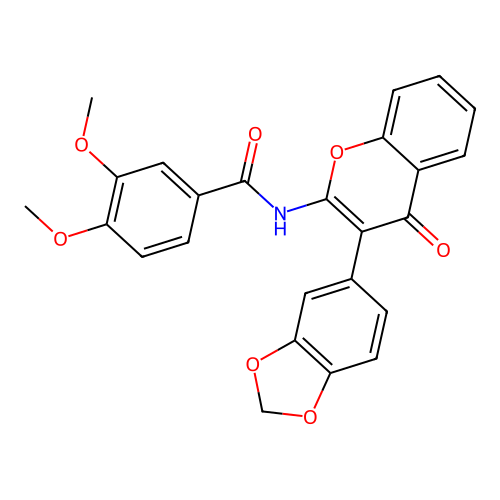 N-[3-(1,3-benzodioxol-5-yl)-4-oxochromen-2-yl]-3,4-dimethoxybenzamide structure