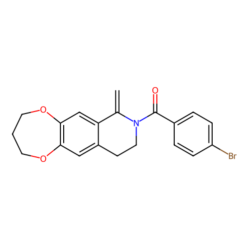 (4-bromophenyl)(7-methylene-3,4,9,10-tetrahydro-2H-[1,4]dioxepino[2,3-g]isoquinolin-8(7H)-yl)methanone structure