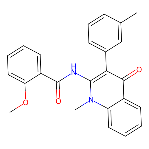2-methoxy-N-[1-methyl-3-(3-methylphenyl)-4-oxo-1,4-dihydroquinolin-2-yl]benzamide structure