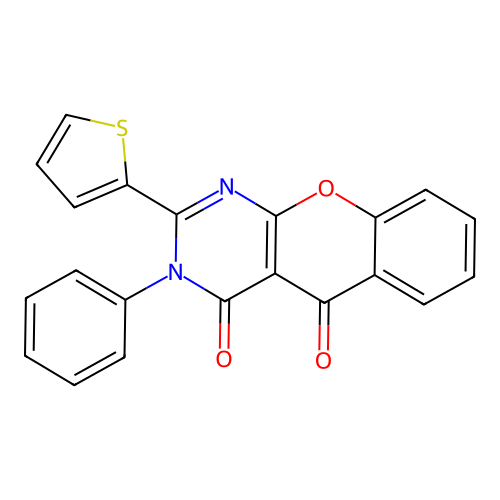 3-phenyl-2-(thiophen-2-yl)-3H-chromeno[2,3-d]pyrimidine-4,5-dione structure