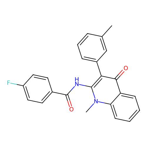 4-fluoro-N-[1-methyl-3-(3-methylphenyl)-4-oxo-1,4-dihydroquinolin-2-yl]benzamide structure