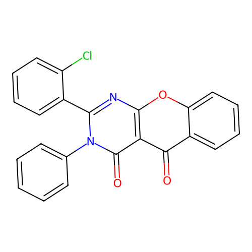 2-(2-chlorophenyl)-3-phenyl-4H-chromeno[2,3-d]pyrimidine-4,5(3H)-dione structure